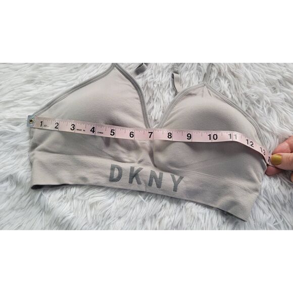 DKNY Sz L Seamless Bralette Gray Sports Bra With Adjustable Straps New - Picture 6 of 7